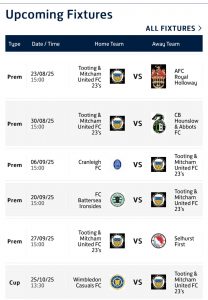 First Competitive Fixtures for the Under 23s Issued