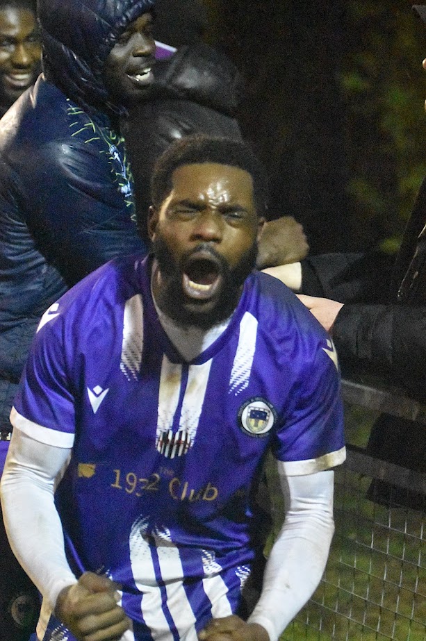 Jordy Ndozid Celebrates v Redhill Tooting and Mitcham