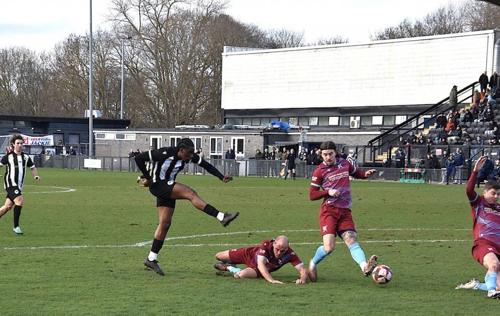 Tim Obisanya scores against Horley Town