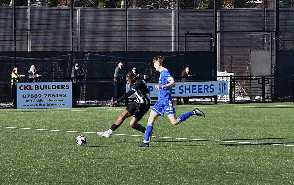 Tim Obisanya scores against Sheerwater