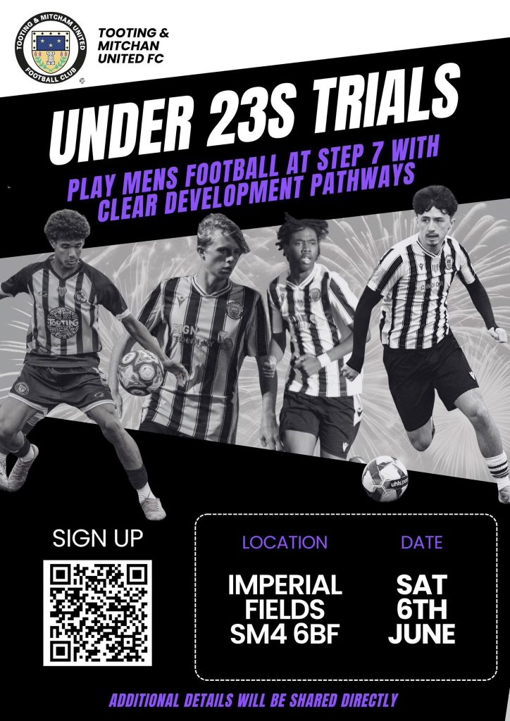 Tooting and Mitcham U23s Trials 2026-27